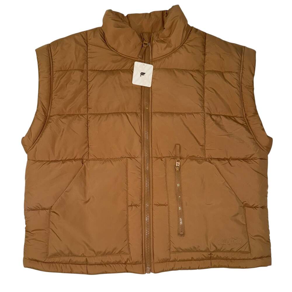 Fabletics NWT Cloud Nine Puffer Vest XL Women Oversized Puffer Tan Khaki